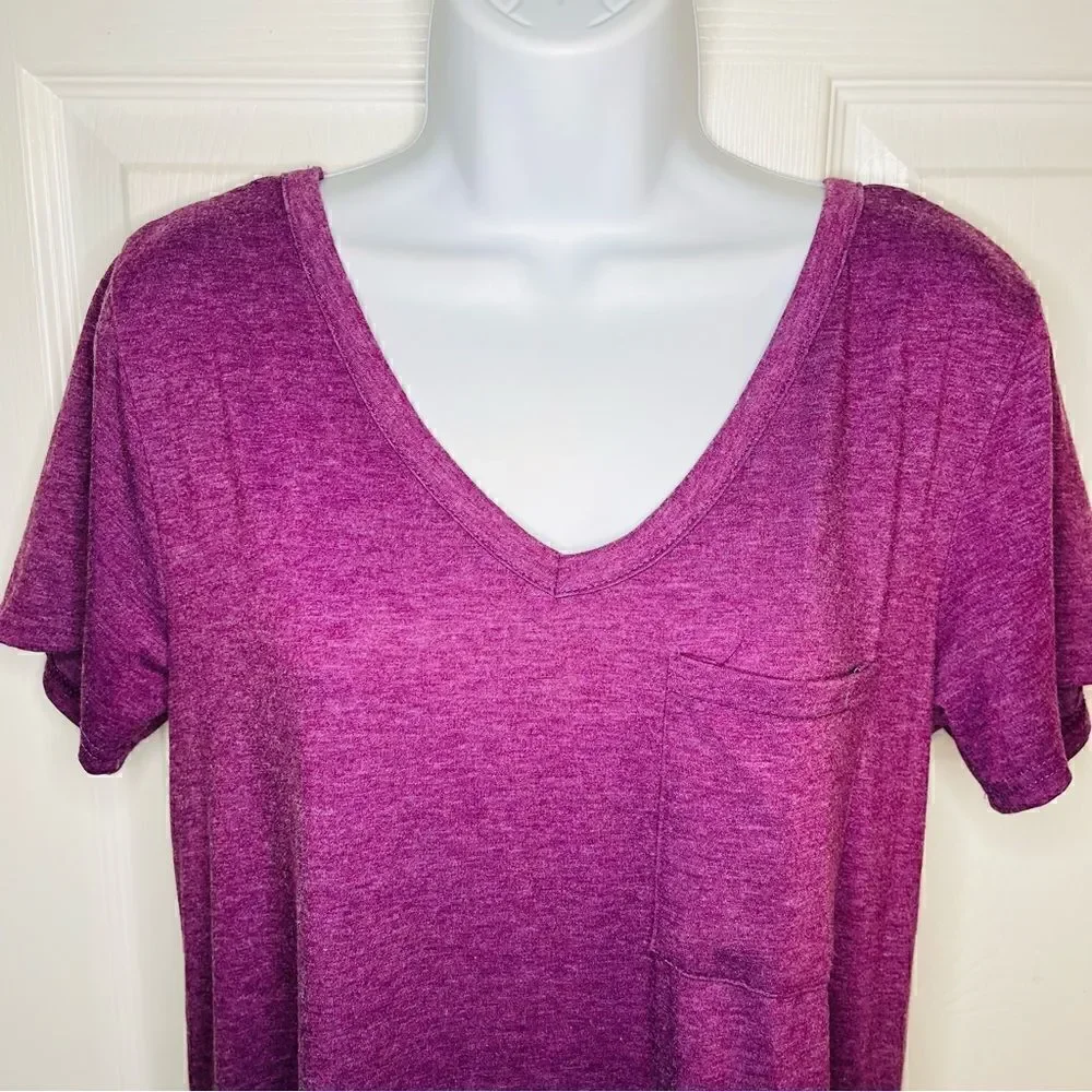 Yelete Criss Cross Back TShirt Dress Swing Athletic VNeck Purple S